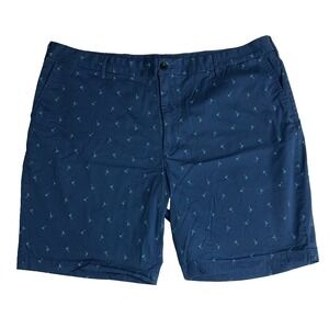 IZOD Shorts Men's Size 48 Blue Cocktail Glasses Advantage Performance Flat Front